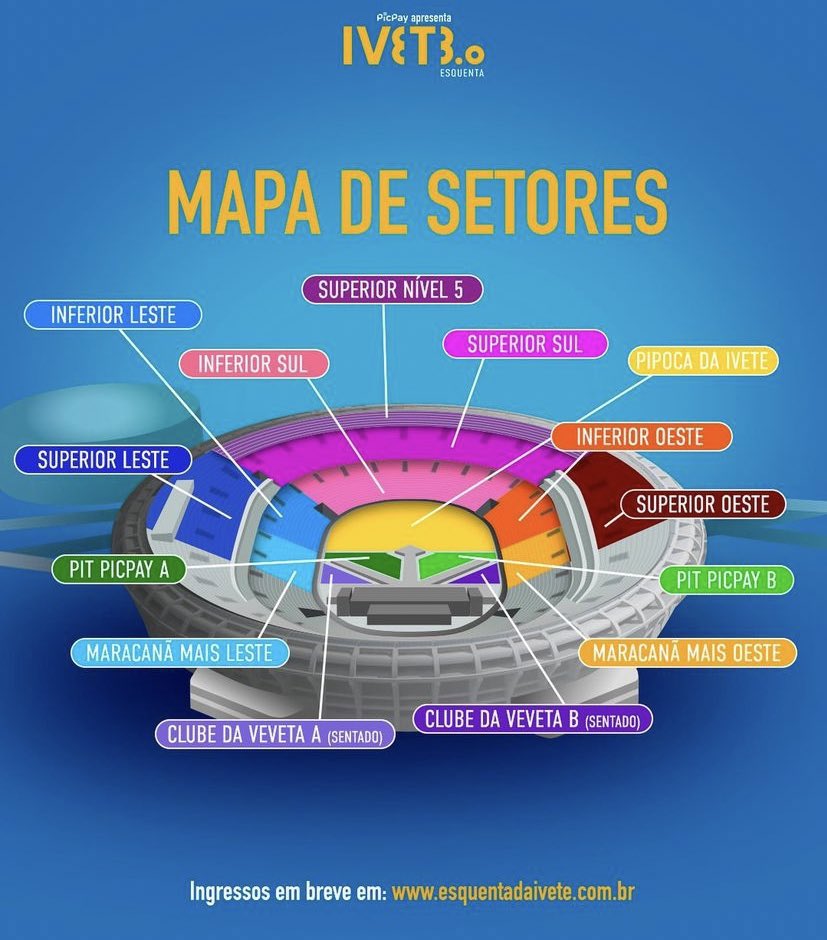 bchartsnet's tweet photo. BABILÔNICA! Mapa para o show de Ivete Sangalo no Maracanã revela mega estrutura com direito a 3 passarelas no estádio e setor chamado “Clube da Veveta”. #Ivete30 https://t.co/hM19sVrDgK