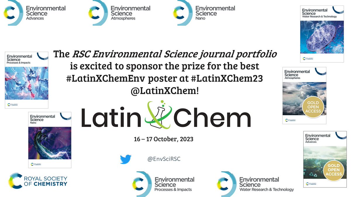 We have more prizes for you! @EnvSciRSC #ESNANO #ESPI #ESWRT #ESATMOS #ESAdvances are sponsoring a £250 book voucher for participants in our #LatinXChemEnv category. Don’t miss the chance to win it by registering your poster at latinxchem.org! #LatinXChem23