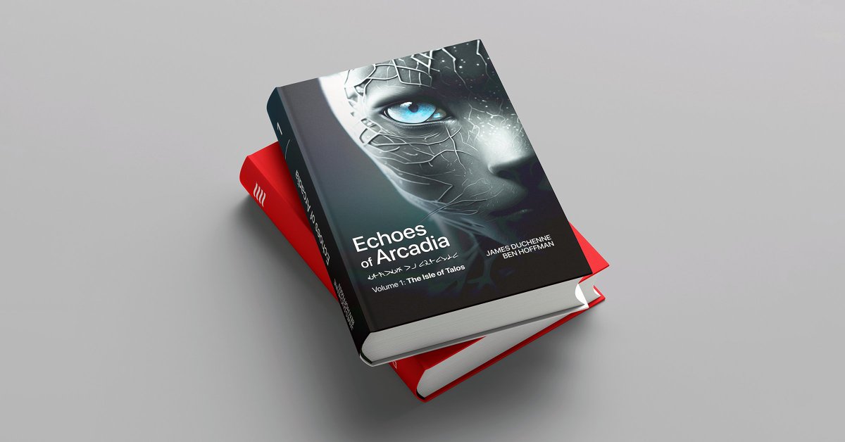 thelootverse's tweet image. A mockup for the first book in the &apos;Echoes of Arcadia&apos; series. This book delves into Arcadia&apos;s history, culture, and detailed lore. #IsleOfTalos #ExploreArcadia #ParallelWorldHistory