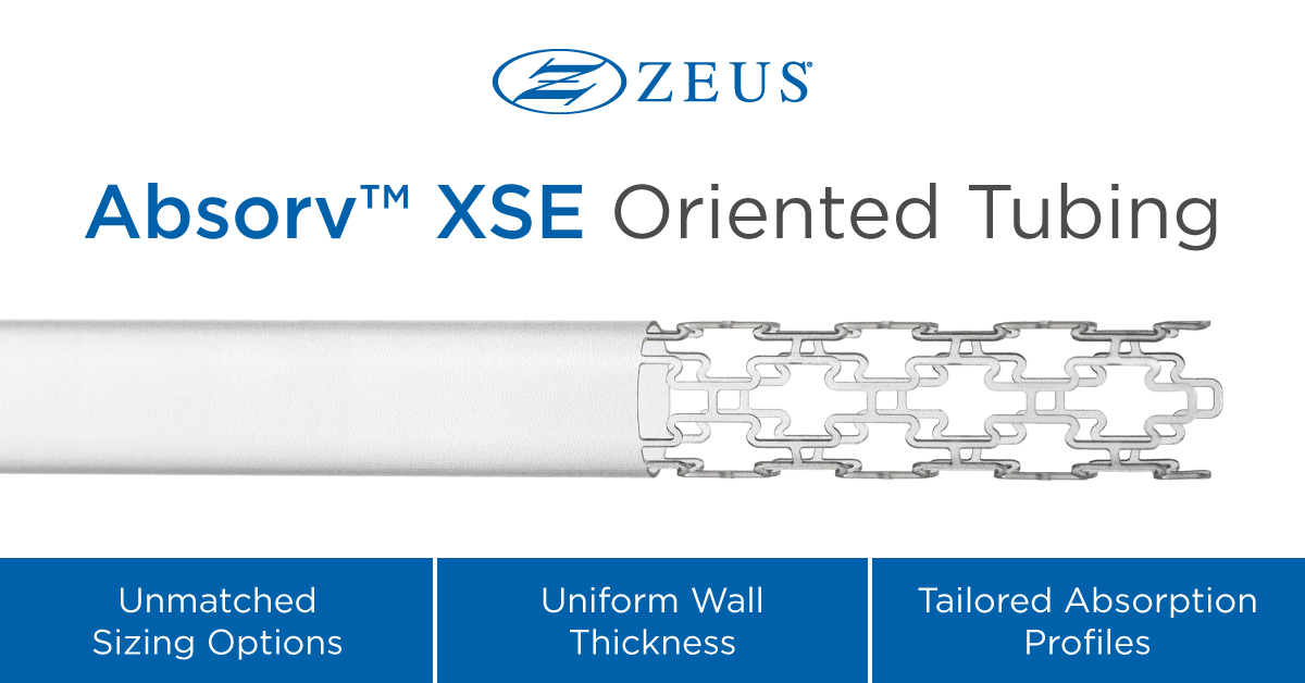 With a combination of unmatched sizing, uniform wall thickness, and tailored absorption profiles, Absorv™ XSE oriented tubing is evolving BRS applications and giving designers more efficient and predictable options for replacing metallic stents in a wider variety of procedures.