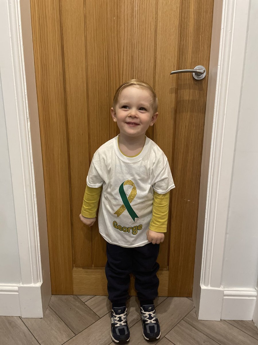 shellnic2089's tweet image. George supporting Childhood Cancer Awareness month in his nursery today something my superhero knows all about 🧡🧡🧡 @Ward_3B @AlderHey