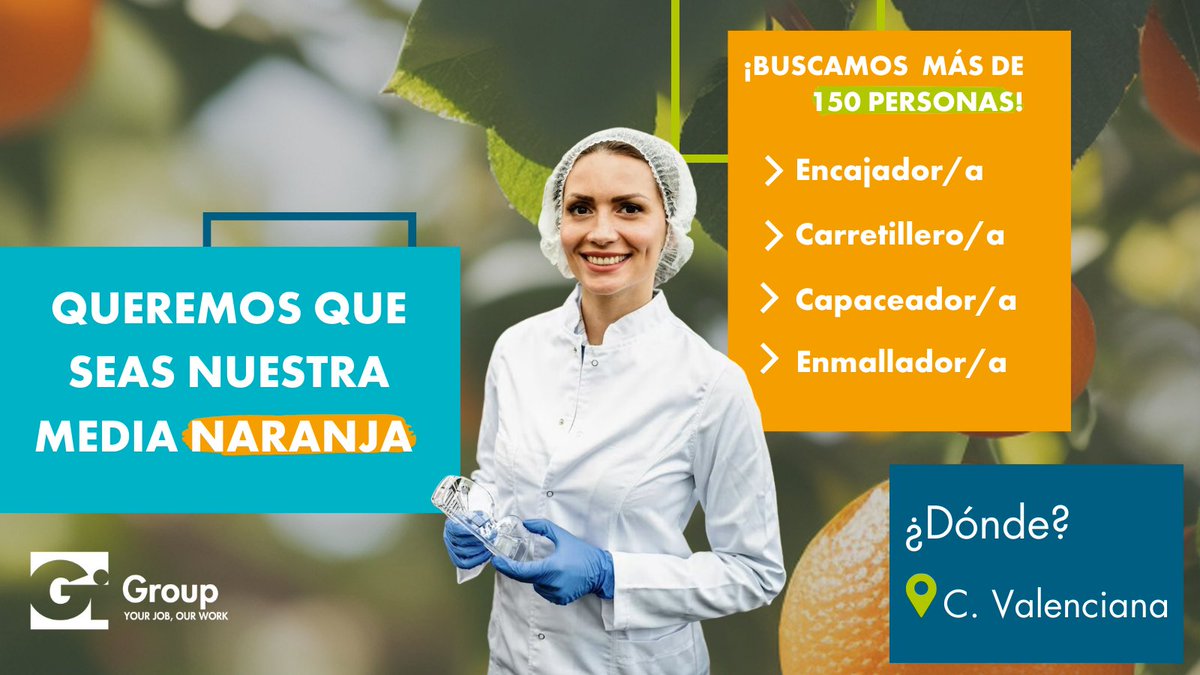 Únete a nuestra campaña de cítricos en la Comunidad Valenciana.  

Tenemos cientos de vacantes disponibles en diferentes roles. ¡Sé nuestra media naranja!   

Visita los requisitos e inscríbete👉
es.gigroup.com/ofertas-trabaj…

#GiGroup #campañadelanaranja #NuestroCompromisoEresTú
