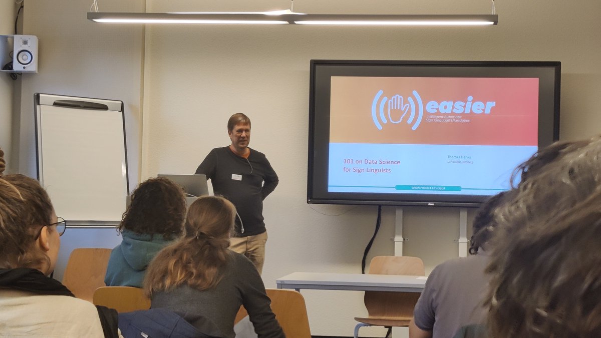 EASIERproject's tweet photo. In the past days, #IDGS @unihh held the #EASIERAutumnSchool "where #signlanguage data met data science and #datascience met sign linguistics". Thanks to all the participants for joining us and for your feedback on the project. #DeafCommunity #Accessibility #SL https://t.co/4VaAHPe1rK