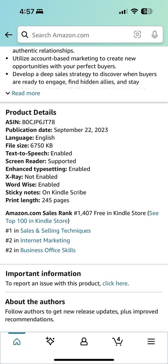 Excited that my recent book launch with my coauthor @MelonieDodaro has the digital version currently at # 1 in the sales & selling technique category on Amazon. The digital copy is free thru 9/29. Navigating LinkedIn for Sales a.co/d/62XDaOc #booklaunch #sales #linkedin