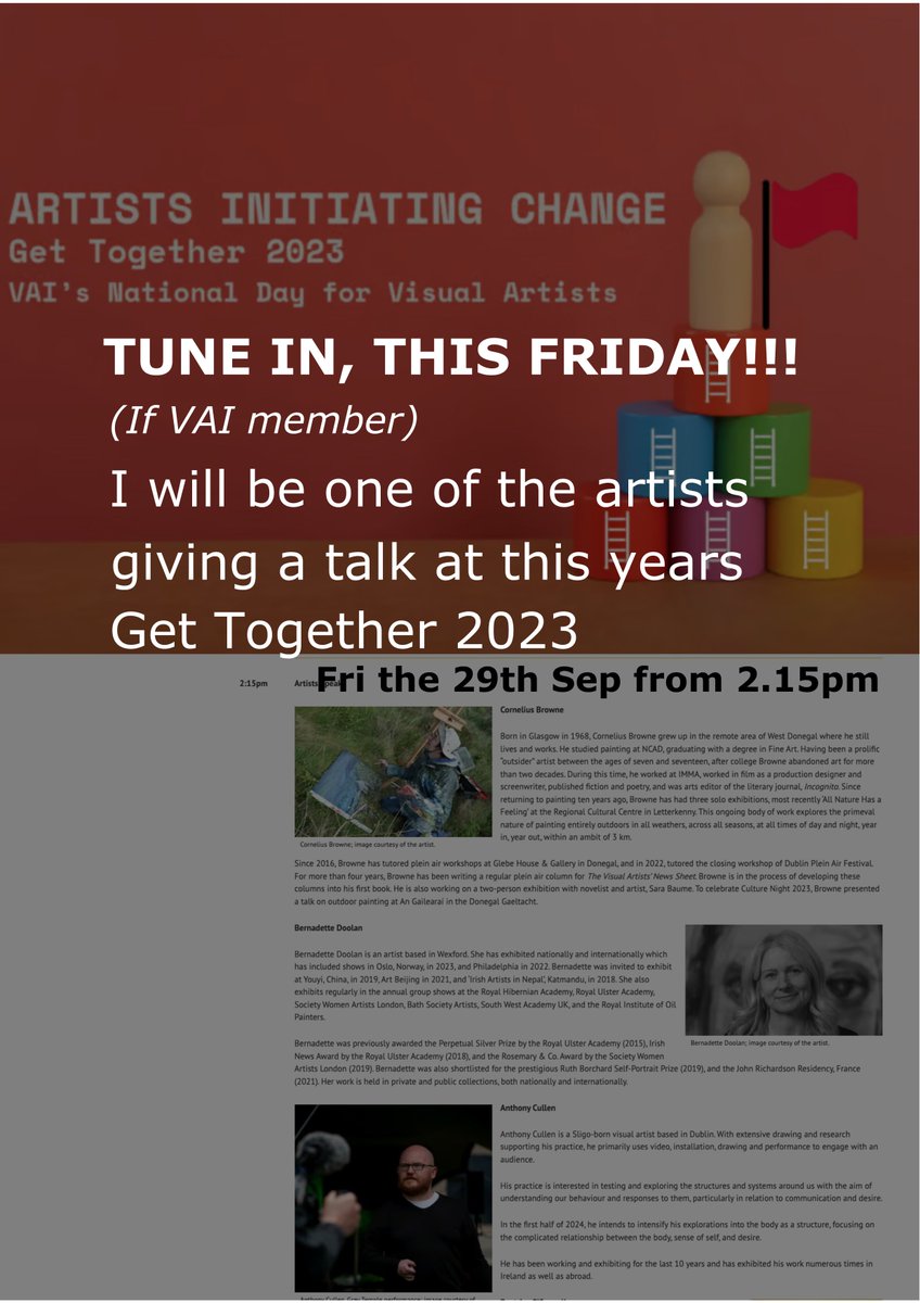 This is Happening This Friday!!! If you are a member please tune in. It's going to be great.
#art #contemporaryart #irishart #contemporaryirishart #VAI