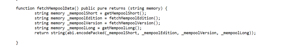 surupamchandra's tweet photo. What did the code say🦊

mempoolShort:"0x6a1"
mempoolEdition:"619f3a1F4c21815"
mempoolVersion:"9c8c5e9C6DbBD69fC4"
mempoolLong:"6D67"

The values are concatenated together without any spaces or separators in a return String
🤡
output: 0x6a1619f3a1F4c218159c8c5e9C6DbBD69fC46D67 https://t.co/N8M0DmfRY5