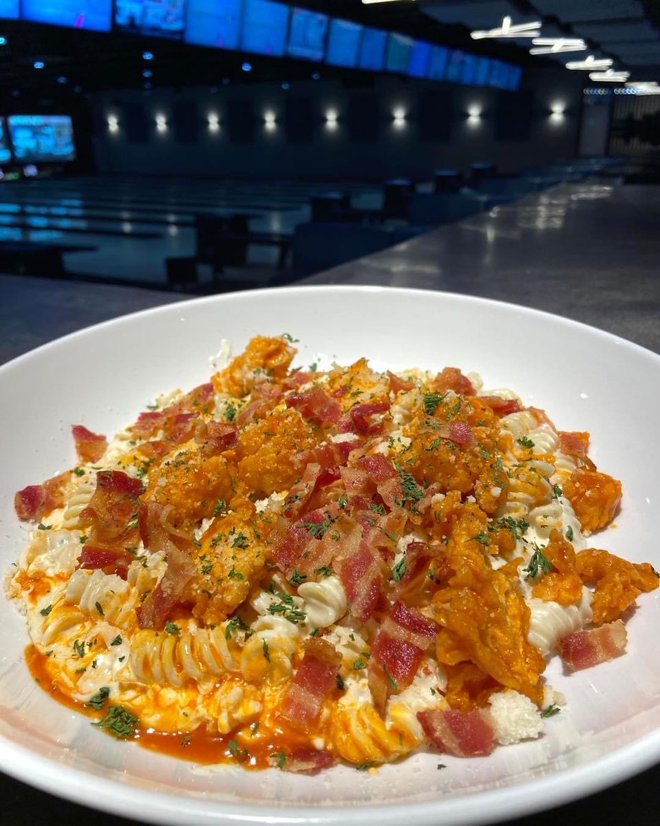 Today’s Special: Buffalo Chicken Bowl

Homemade macaroni and cheese topped with chopped fried chicken, bacon bits, and buffalo sauce with choice of soft drink for $12.99.