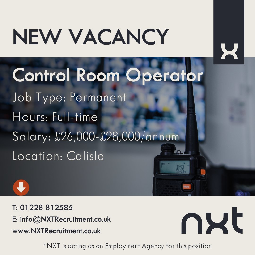 🚨Control Room Operator🚨

Excellent communicator? ✅
Good decision maker? ✅
Strong administration skills? ✅
Confident telephone manner? ✅
Able to work well under pressure? ✅

Call Emma for more details on ☎️ 01228 812585

#recruitment #permanentjobs #adminjobs
