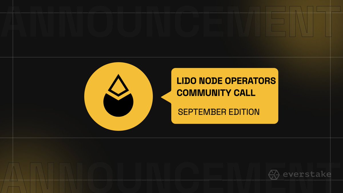 Yesterday evening I spent in a company of <a href="/LidoFinance/">Lido</a>, fellow Node Operators and the brightest Ethereum minds, <a href="/nero_eth/">Toni Wahrstätter ⟠</a> from Foundation, <a href="/0xjorgeth/">0xjorgeth</a> from <a href="/nethermind/"></a> and <a href="/kwantam/">Riad | co-founder at Cubist | ECE faculty at CMU</a> from <a href="/cubistdev/">Cubist</a>, at September Lido NO Community Call.

If you missed it, find a recap in the 🧵