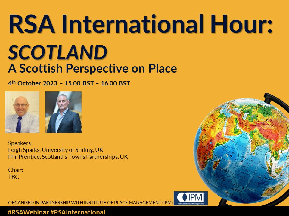 Regional Studies Association (@regstud) on Twitter photo Join our next #RSAInternational Hour in collaboration with <a href="/PlaceManagement/">IPM</a> <a href="/sparks_stirling/">Leigh Sparks</a> & <a href="/phil_prentice/">Philip Prentice</a> will discuss a Scottish perspective on place, in contrast to those in Westminster, Europe and beyond. Free registration here: bit.ly/IHScotland
#RSAWebinar
👇🔁 Join our next #RSAInternational Hour in collaboration with <a href="/PlaceManagement/">IPM</a> <a href="/sparks_stirling/">Leigh Sparks</a> & <a href="/phil_prentice/">Philip Prentice</a> will discuss a Scottish perspective on place, in contrast to those in Westminster, Europe and beyond. Free registration here: bit.ly/IHScotland
#RSAWebinar
👇🔁