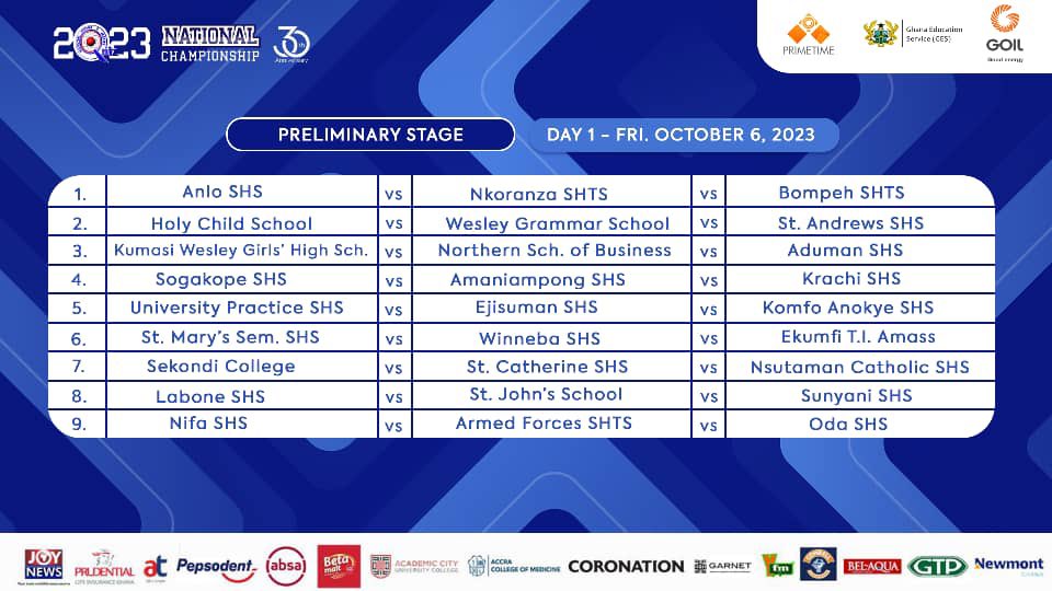 NSMQGhana's tweet photo. The die is cast. The contests are set. Which contest are you looking forward to? 

#NSMQ30 #NSMQ2023 #Primetime https://t.co/FHJRrkw1xg