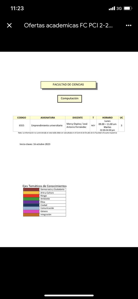PCIUCV's tweet photo. Oferta académica, Facultad de Ciencias, Computación, período 2-2023 https://t.co/XOT403c5Vx