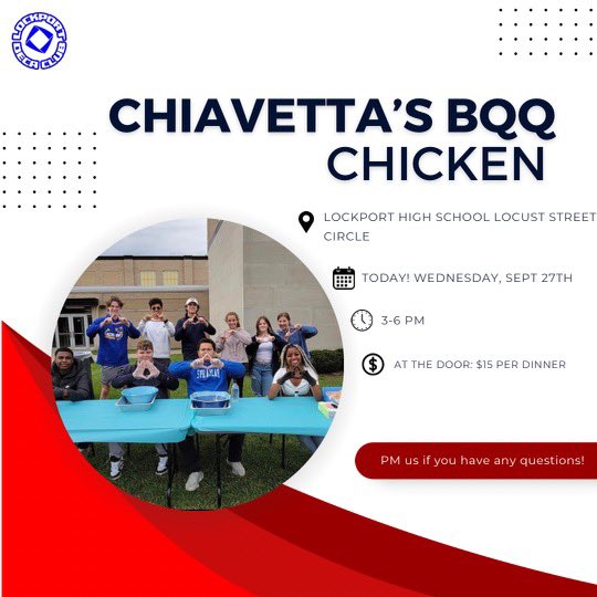 LockportDECA's tweet photo. ‼️REMINDER‼️
Chiavetta’s BQQ chicken dinner fundraiser today! Come by and get yours! https://t.co/IKHbv70E9o