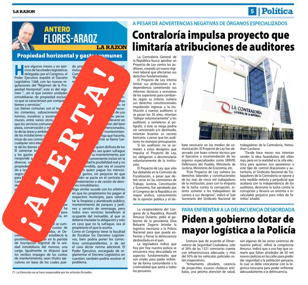 SINTRACGR1's tweet photo. ... ley a la medida de la impunidad y la corrupción, ley q promueve el AUTORITARISMO, ley q somete la autonomía de los auditores gubernamentales, ley q garantiza las negociaciones bajo la mesa para favorecer a funcionarios y servidores corruptos.
¡NO A LA NEFASTA LEY DEL AUDITOR! https://t.co/Qz3GgFhsFg