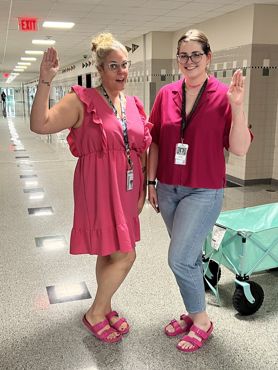 Teacher_Outlaw's tweet photo. Barbie day for HoCo! Yes even high a hook teacher dress up😂 #RISDWeAreOne #RamsPowerOfOneLevelUp @bhsstem #RamsVisualArt https://t.co/YEI20R7zlZ