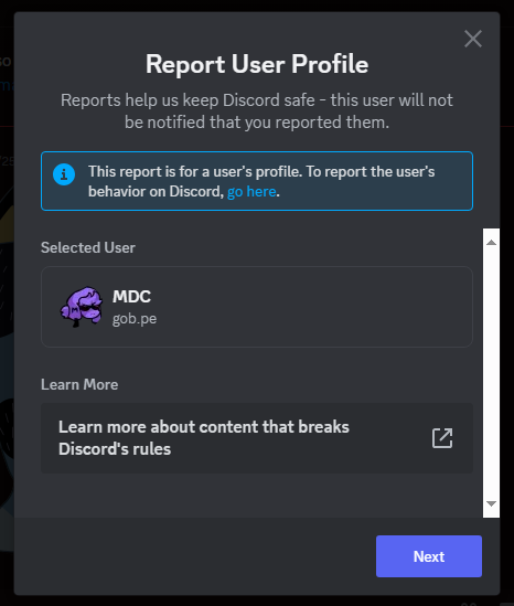 DiscordBetasES's tweet photo. Ya puedes reportar a los usuarios de Discord directamente desde la aplicación, puedes reportar la foto, nombre, biografía, pronombres, o estado del perfil, desde si es un perfil de spam, inapropiado, molestoso o si te hace sentir inseguro de alguna forma. https://t.co/nzEByKvkoq