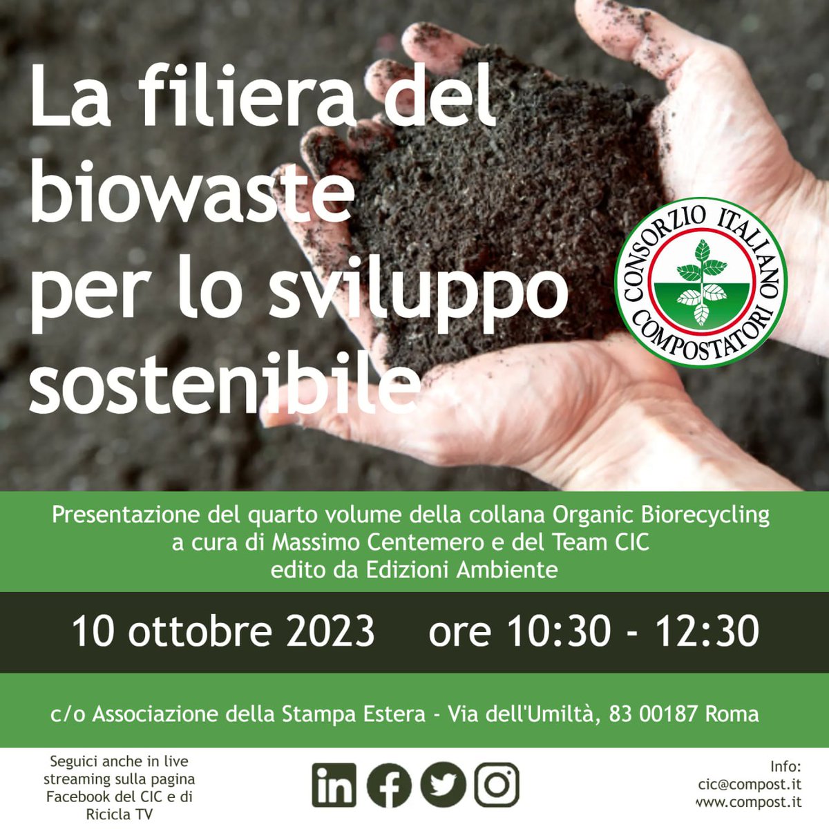 ConsorzioCIC's tweet photo. Nuova data fissata❗
📚"La filiera del #biowaste per lo sviluppo sostenibile"
🗓️ 10 #ottobre dalle 10:30 alle 12:30
📍#Roma
#Partecipa in presenza, #registrati sul sito 👉 https://t.co/4ShQ6lgDGa
Saremo anche in #diretta su #Facebook!
Ulteriori dettagli ⬇
https://t.co/mXSf07Pbwl https://t.co/RX58QS9pXw