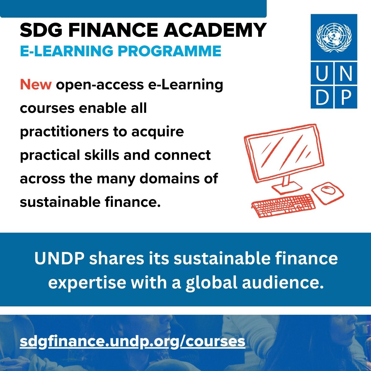 📣 Today, we launched a 🆕 innovative e-Learning Programme on sustainable finance, which provides knowledge and tools to engage with public and private partners on #Fin4Dev.

Join our community of experts to advance the #GlobalGoals. go.undp.org/ShAA
