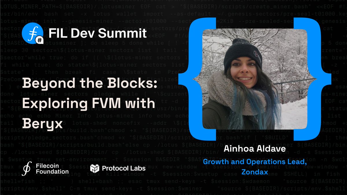 Filecoin's tweet photo. Join @inh0a of @_zondax_ for "Beyond the Blocks: Exploring FVM with Beryx"
👉 Explore the untapped potential of using the FVM with Beryx
👉 Discuss challenges of creating tooling for Filecoin historical data
& more
Happening at #FILDevSummit23 Iceland. https://t.co/kmfhObRAnr