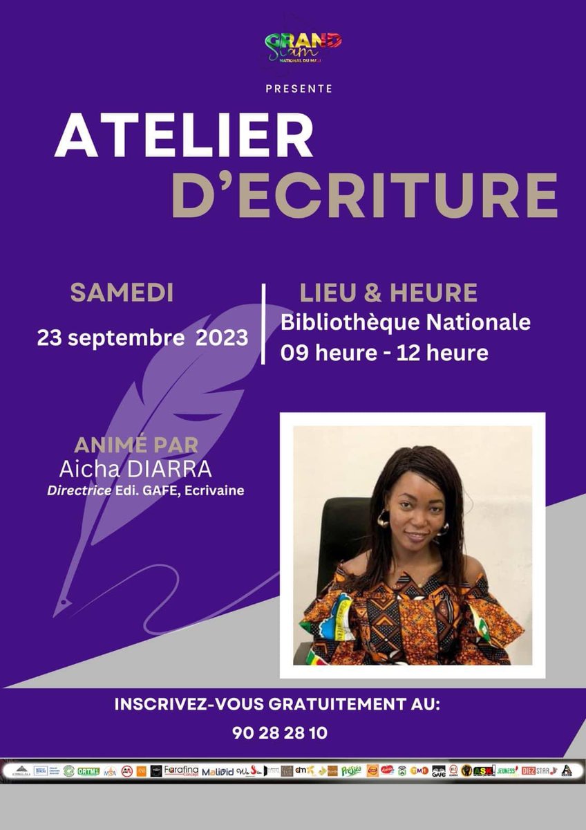 AichaDiarra2's tweet photo. Dans le cadre de ses activités annuelles, le «GrandSlamNational du Mali» m’a fait l’honneur d’animer un atelier d’écriture, C’était ce 23 sept à la Bibliothèque nationale du Mali. Un moment très instructif passé avec des artistes Slameurs et des étudiants de différents profils. https://t.co/qUcrxoZDaM