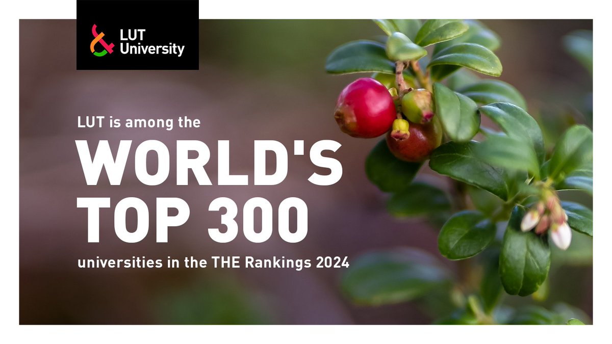 We’re proud to be among the world’s top 300 universities. 🔥

🌍 We share 97th place in research quality. 
🥉 Also, shared 3rd place in Finland.

➔ Read more: lut.fi/en/news/rankin…
➔ Lue lisää: lut.fi/fi/uutiset/ran…

#unilut
#landofthecurious
#TimesHigherEducation