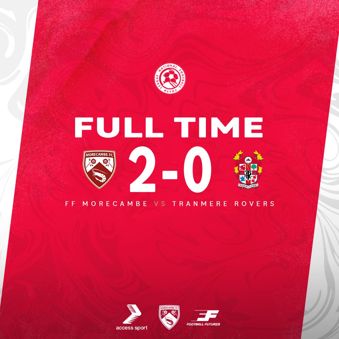 FULL TIME! <a href="/NFYLU19U23/">National Football Youth League</a> 

BACK TO BACK 3 POINTS FOR FF MORECAMBE ❤️🤍

A brilliant performance from our lads sees us get our first home victory of the season. 🔥
