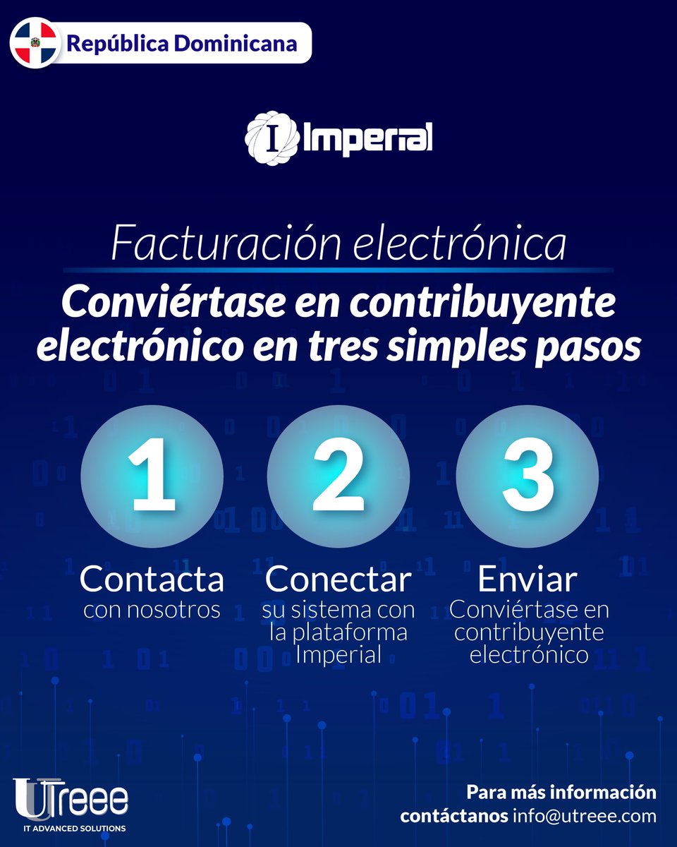 utreeeitadvance's tweet photo. ¡ATENCIÓN RD! 🇩🇴
Conviértase en contribuyente electrónico en 3 simples pasos.🤩
 Recuerde que con nosotros puedes enviar sus comprobantes electrónicos a la DGII.
¿Necesita más información? Visite nuestra página web y contáctenos.📲 https://t.co/LAm0kaahEC