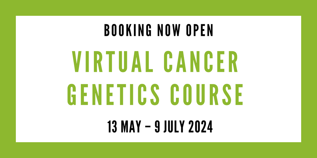 Booking is now open for next year's Virtual Cancer Genetics Course Early discounts apply when you secure your place before 27 Oct 2023 Find out more/book your place here: bit.ly/3ruxJZe @VishTrip_11 @Anju__Kulkarni @SEgenomics @geneticsengage @GeneticAll_UK @ACPUK