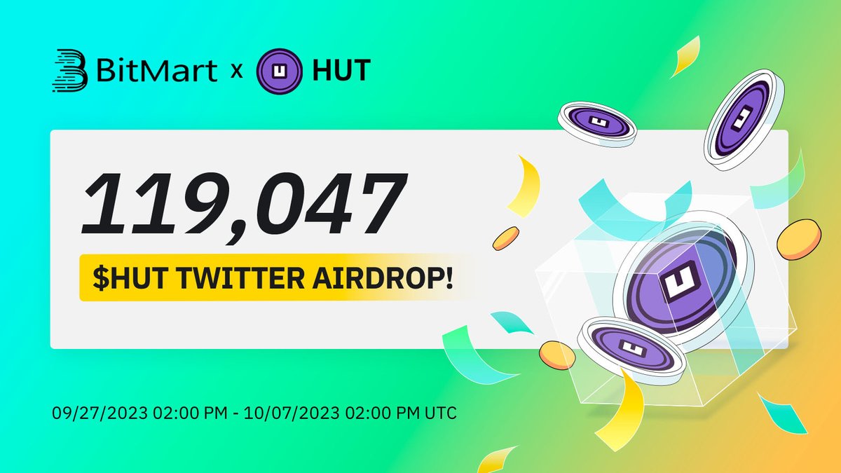 BitMartExchange's tweet photo. 🎉 To celebrate Hibiki Run (HUT) @HibikiRunTeam listing on BitMart, join us to win 119,047 HUT Airdrop! 🤑🤑

1⃣Follow @BitMartExchange & @HibikiRunTeam 
2⃣RT& tag 3frds
3⃣Join https://t.co/EfBfDXSMEc & https://t.co/mbYx4DD2xA
4⃣Fill https://t.co/HpaontQFet

💎✨ 250 lucky winners receive 476 HUT each!
⏰By 2:00 PM UTC Oct 7

#BitMart #HUT #HibikiRun #AirdropCrypto #cryptocurrency