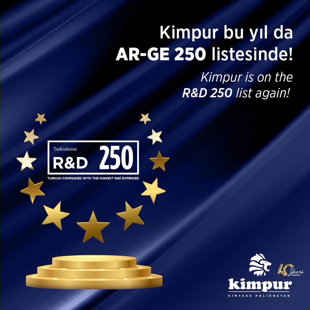 OnderEkinci7's tweet image. KMPUR
Turkishtime tarafından yapılan Ar-Ge 250 ‘Türkiye’nin En Çok Ar-Ge Harcaması Yapan Şirketleri’ araştırmasına göre 2022 yılında Ar-Ge çalışmalarına en fazla yatırım yapan şirketler belirlendi. Bu sene de listede yer almanın gururunu sizlerle paylaşıyoruz.

#Kimpur
#Kmpur
