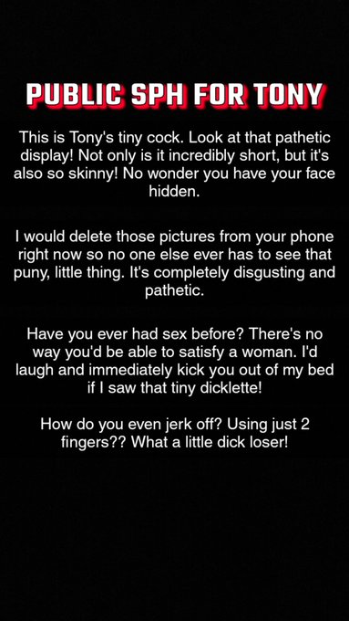 Public SPH for Tony. Want me to make fun of your tiny cock? Get yours here: https://t.co/mNqHAZIPQQ https://t