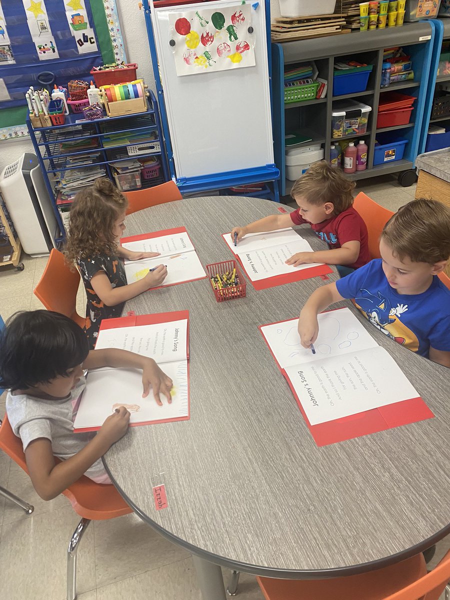kristingbarton's tweet photo. Poetry Notebooks in Dove Pre-K! @DES_Landrum @GCISD @EarlyGcisd @EarlyGcisd @DESDolphins 🍎#Pre-K writing https://t.co/hfpbnapmdf