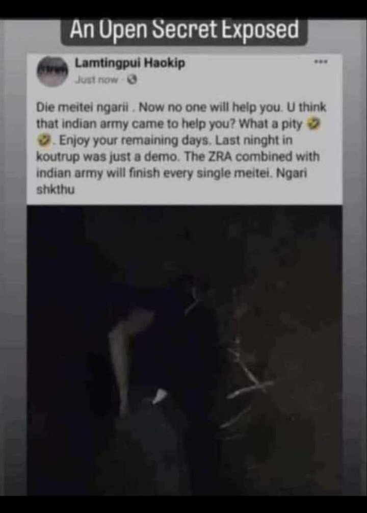 Saritath2341997's tweet photo. No more a secret coz we had already witnessed with our own eyes #SaveMeitei
#SaveMeiteiHindus #ManipurAgainstZRA #ManipurIsBurning #KukiTerrorists #KukiAtrocities #Kukimillitants #Boycott_BJP #gobackindianforces https://t.co/RuRp0KEg8k