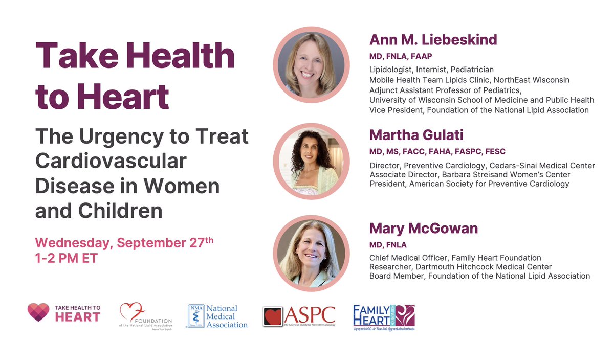 Take Health to Heart (@takehlth2heart) on Twitter photo 🚨Today's the day! Tune in at 1PM ET for our expert-led webinar with <a href="/foundationofnla/">Foundation of the NLA</a>’s <a href="/MHealthTeam/">Ann Liebeskind, MD</a>, <a href="/ASPCardio/">ASPC</a>’s <a href="/DrMarthaGulati/">Dr. Martha Gulati ♥️🫀❤️🩹🇨🇦</a>, and @TheFHFoundation’s <a href="/FamilyHeartCMO/">Dr. Laurence Sperling, Family Heart CMO</a>. Watch the discussion live here on our page. 🚨Today's the day! Tune in at 1PM ET for our expert-led webinar with <a href="/foundationofnla/">Foundation of the NLA</a>’s <a href="/MHealthTeam/">Ann Liebeskind, MD</a>, <a href="/ASPCardio/">ASPC</a>’s <a href="/DrMarthaGulati/">Dr. Martha Gulati ♥️🫀❤️🩹🇨🇦</a>, and @TheFHFoundation’s <a href="/FamilyHeartCMO/">Dr. Laurence Sperling, Family Heart CMO</a>. Watch the discussion live here on our page.