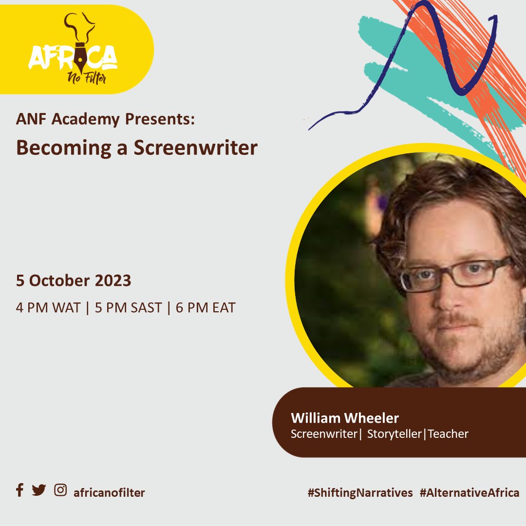 📢Calling scriptwriters. Join our webinar to learn the art of screenwriting from the award-winning writer of Queen of Katwe, William Wheeler. The Fireside chat will be hosted by ANF’s Partnership &amp; Research Lead, Natasha Kimani.
🗓️Tuesday, 5 October
RSVP: us06web.zoom.us/webinar/regist…
