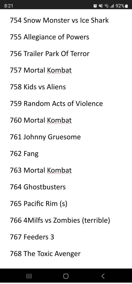 Here are a few of the movies I've watched recently. Some were good. Some are... well... Absolute trash.

As I read this, I also forgot to put Dynasty Warriors on the list. So I guess we are at 769 movies, this year, so far. Nice.