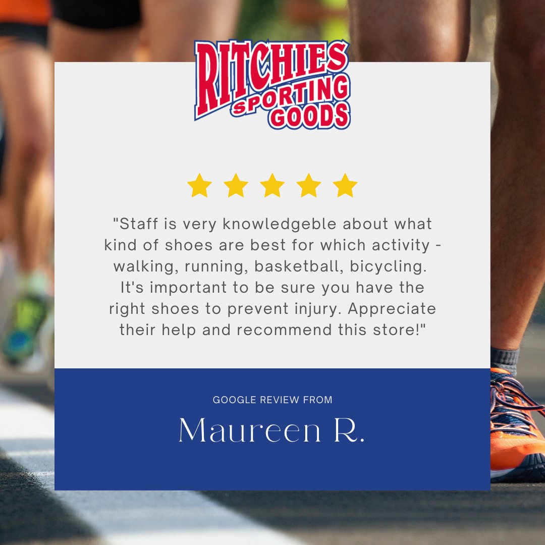 Thank you for the 5-star review!

⭐⭐⭐⭐⭐

#onlyatritchies #ritchies #runningritchies #ritchiessportinggoods #tallmadge #tallmadgeohio #shoplocal #shopsmall #smallbusiness #runningshoes