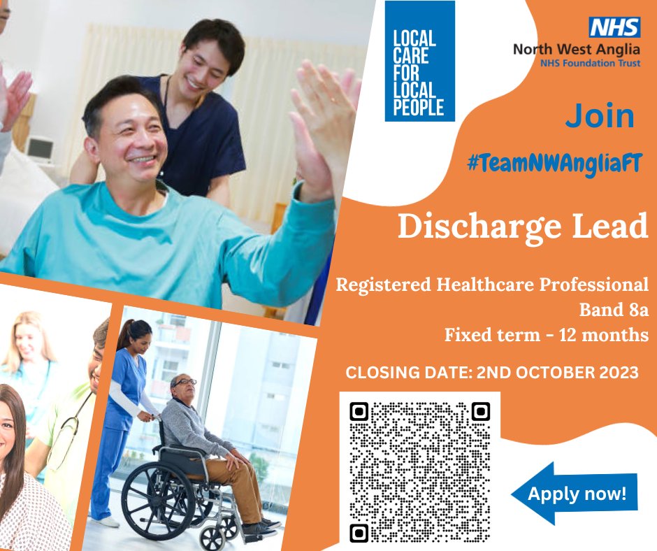 NWAFT_jobs's tweet photo. If you are an ambitious Registered Healthcare Professional ready to lead our integrated Discharge #team, join #TeamNWAngliaFT @PboroCityHosp! Apply here! https://t.co/oH9e2MZnD1  #WeAreTheNHS @cpics_workforce #nhsjobs #opportunities #nurse #ahp #leadership @eoeleadership #EoEAHPs https://t.co/40f5f3r5VL