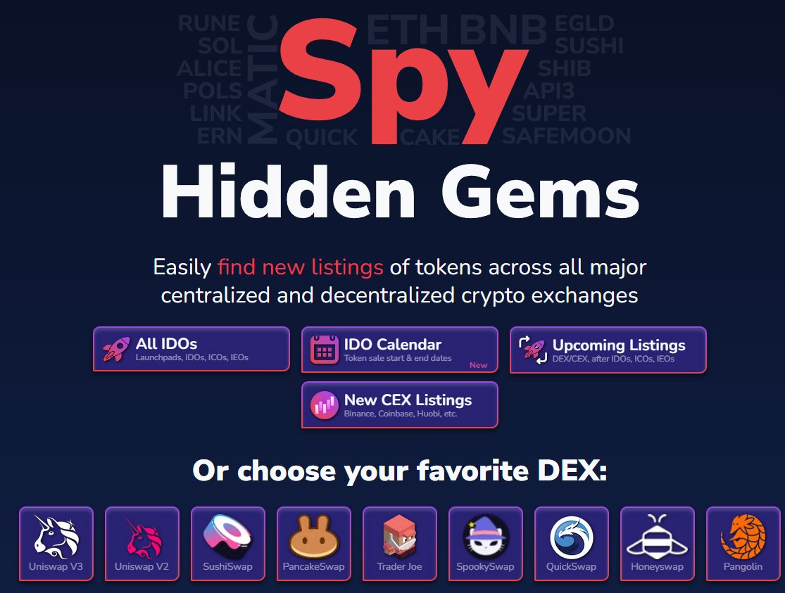 🦁| 1 @ListingSpy

It is a new crypto token listing aggregator on top of DEX &amp; CEX.

They cover:...
