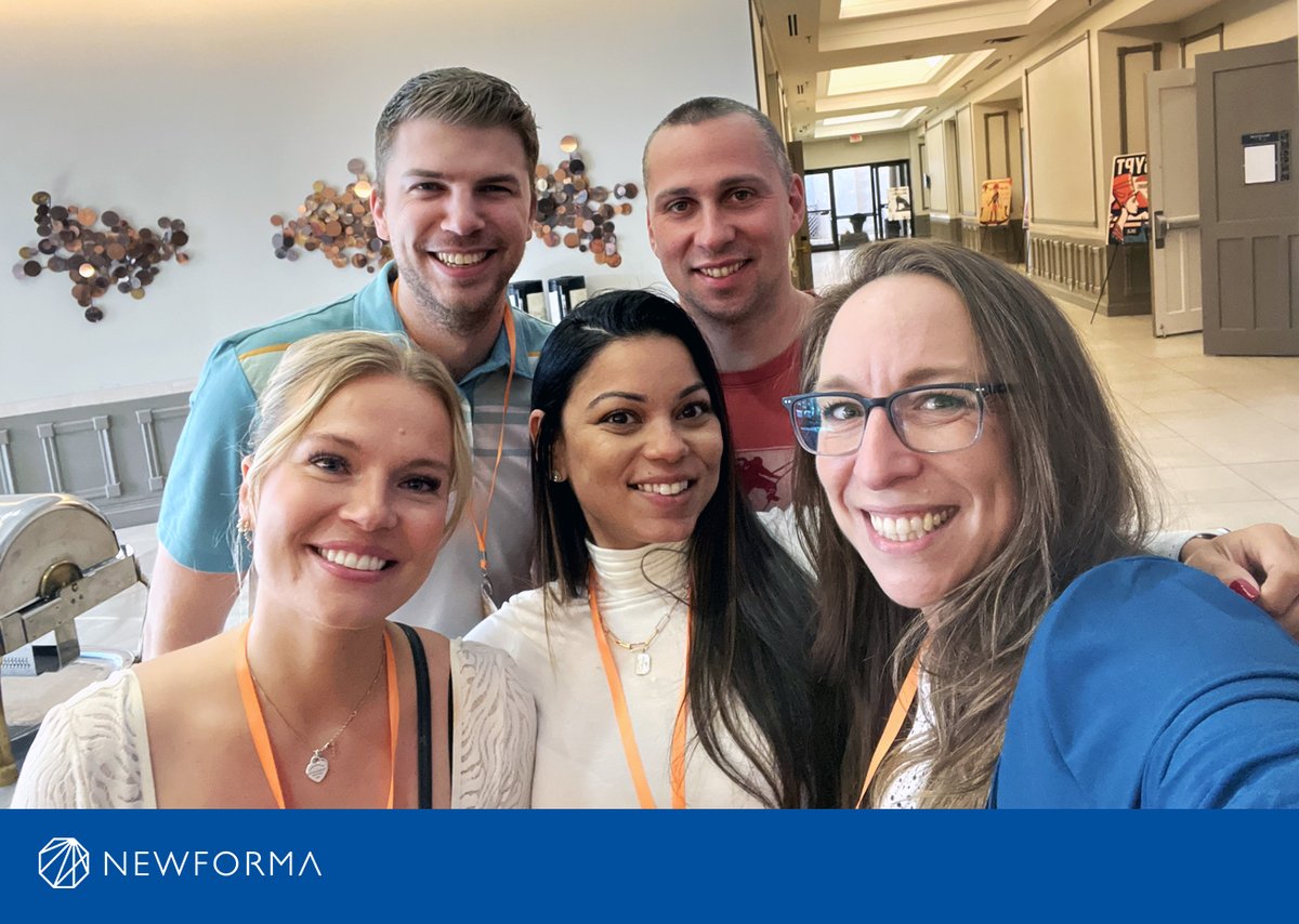 NewformaInc's tweet photo. Celebrated HR Professional Appreciation Day at the #NewformaTechSummit! Here's 4 out of 5 of our amazing global HR team members (one missing, plus a friend from Finance). They're the heart of our success, driving talent and a supportive culture. Thanks, HR team! #Newformers https://t.co/xJsOhDx8ji