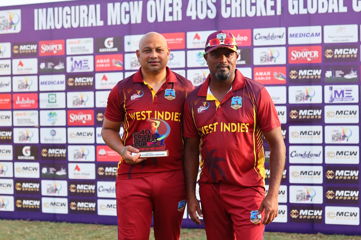 West Indies dominate the field with a commanding 103-run victory over Canada! Lawrence Farnum's exceptional century earns him the well-deserved Man of the Match title for his brilliant 101 runs.

#westindiesvscanada #mcwglobalcup #over40s