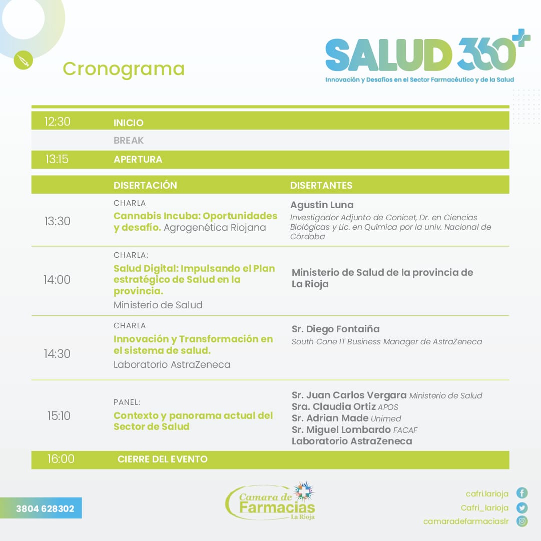 Cafri_larioja's tweet photo. 💊 Salud 360: 'Innovación y Desafíos en el Sector Farmacéutico y de la Salud'

#CAFRI te invita a vivir una jornada de aprendizaje junto destacados profesionales de la salud, líderes del sector farmacéutico y representantes de obras sociales e instituciones de salud en La Rioja. https://t.co/eQIWpb83wQ
