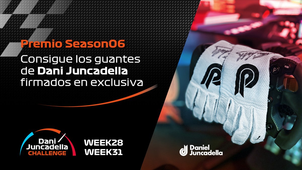🔴🔵🟠 WEEK28 1/4

¿Te apuntas al "Challenge Dani Juncadella" de Simracing by LETROOM? 🚀

¡Tienes 4 semanas y 6 simuladores <a href="/imsimofficial/">ImSim</a> para batir su vuelta más rápida! 🤯

 ℹ letroom.io/simracing

¡El mejor del mes ganará unos guantes firmados por <a href="/dani_juncadella/">Dani Juncadella</a>!💥