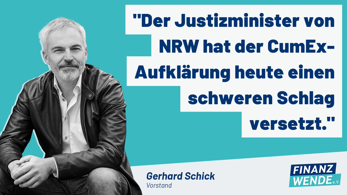 Ein bitterer Tag für alle ehrlichen Steuerzahler*innen - und bei CumEx-Beschuldigten dürften die Sektkorken knallen. Anne Brorhilker, Chefermittlerin bei #CumEx, wird entmachtet, wie <a href="/buon_anni/">Massimo Bognanni</a> und <a href="/WDRinvestigativ/">WDR Investigativ</a> berichten. Und das gegen den Willen des Generalstaatsanwalts!