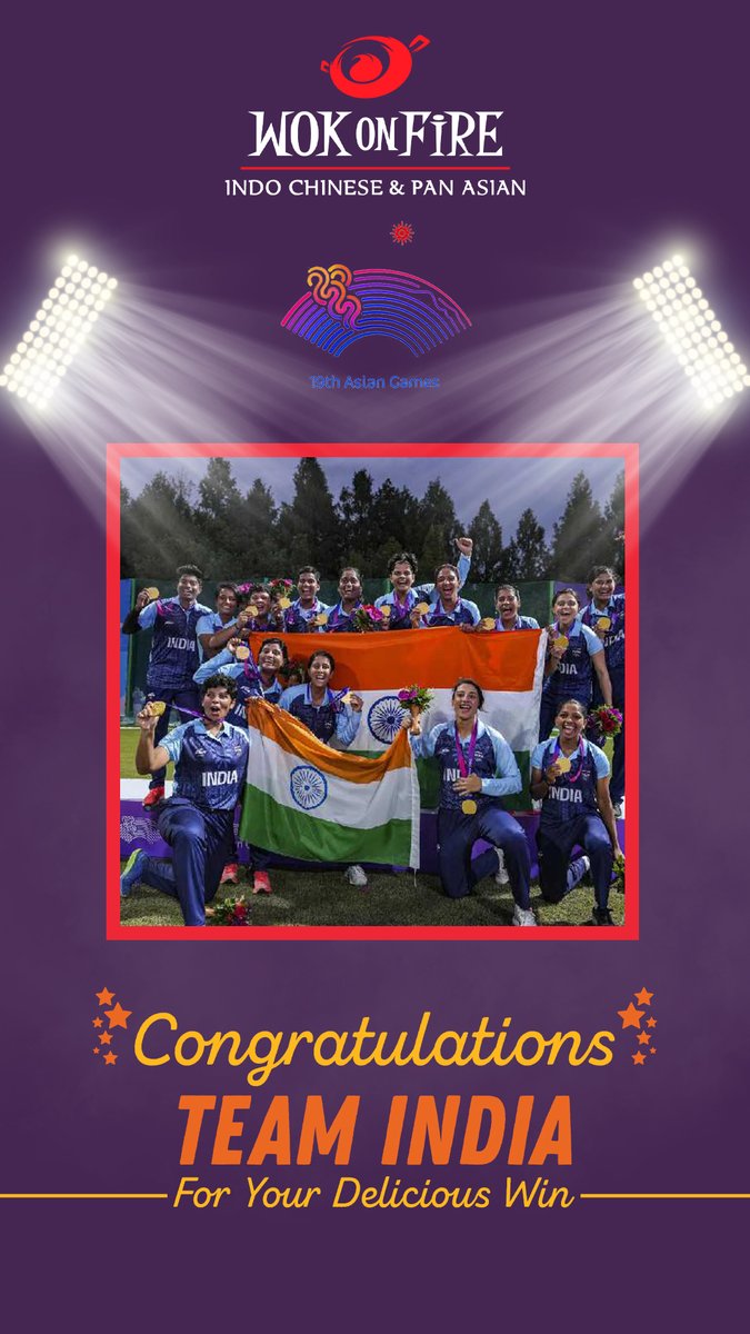WokOnFireTweets's tweet photo. A historic win for Indian Women's Cricket team @19thAGofficial. We wish them a celebration full of deliciousness! https://t.co/9931dEPkRR