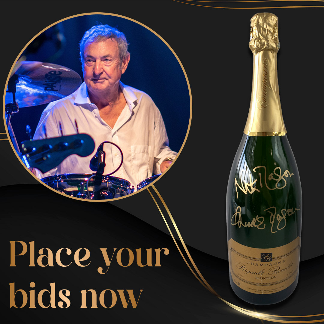 Calling all <a href="/pinkfloyd/">Pink Floyd</a>  fans! 🥁 Our ambassador Nick Mason has generously donated a SIGNED bottle of champagne for our online Charity Ball auction.
Place your bids now: bit.ly/3PvJV3X