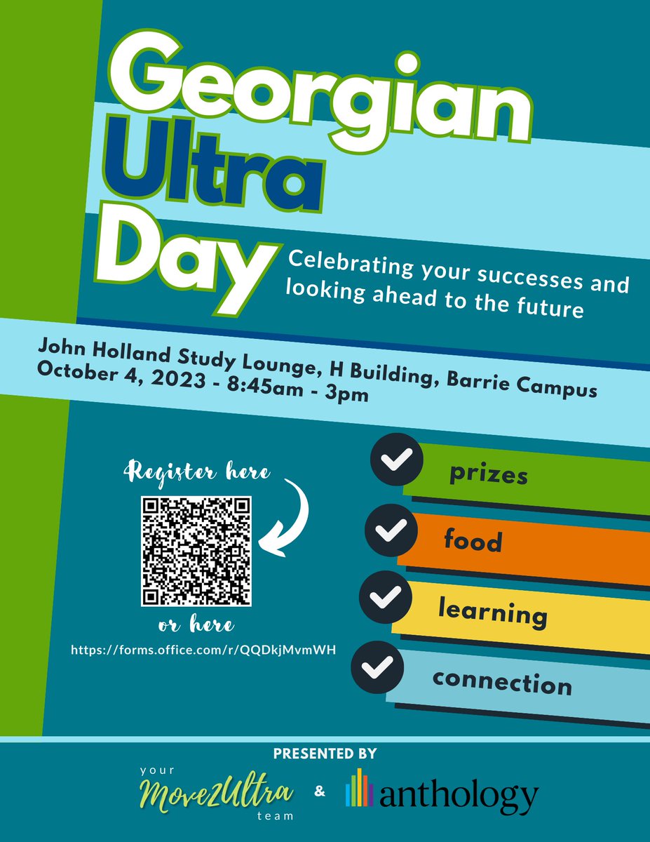 Faculty!! Georgian Ultra Day is next week! We want to celebrate and thank you for all of your hard work regarding the BB Ultra migration experience. Sign up today and join us for food, prizes, and fun! bit.ly/UltraDayF23. Come for the day or just an hour.