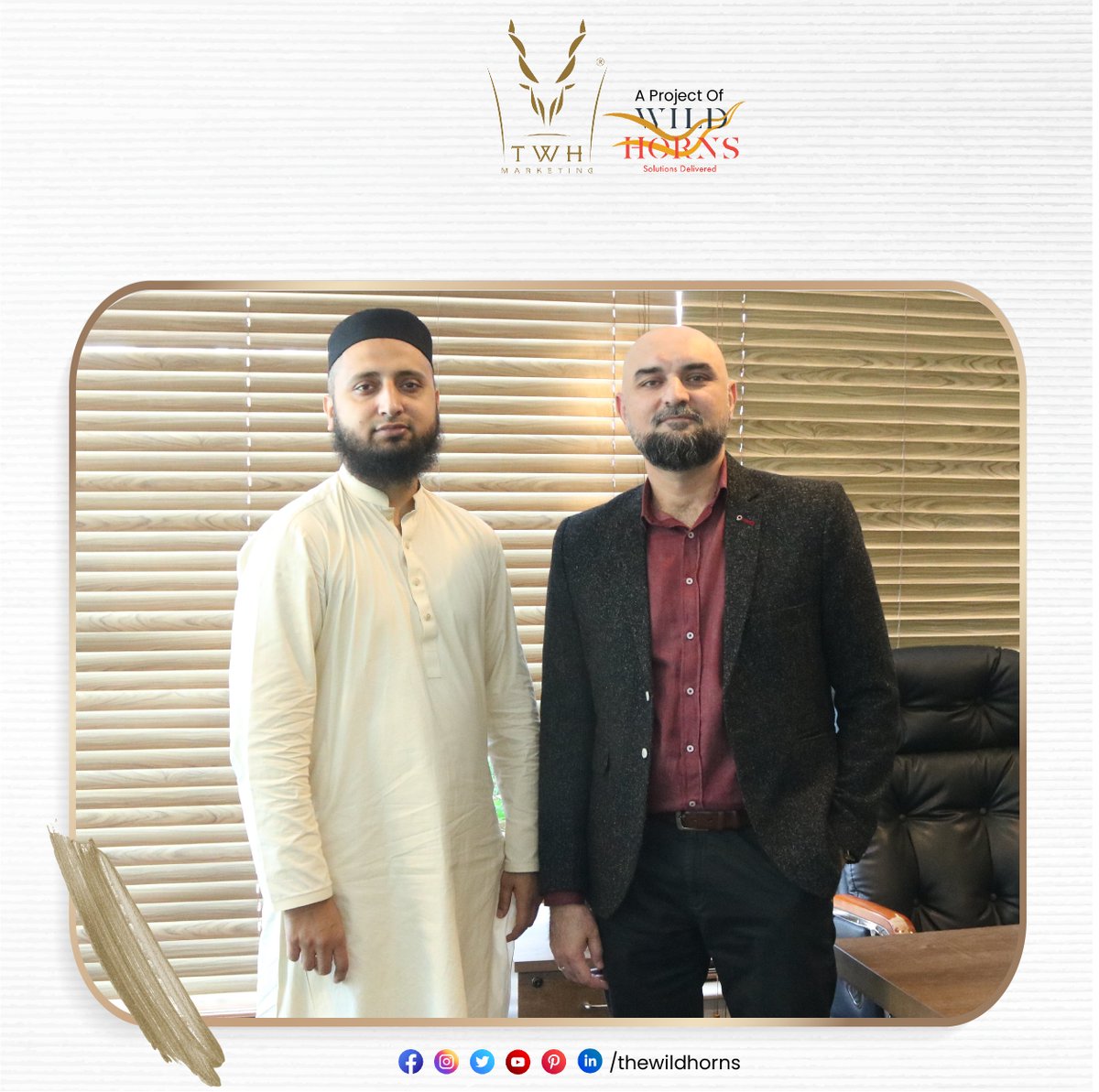 TheWildHorns's tweet photo. We welcome Mr. Syed Ahsan Ali Sb (GM of Sales and Marketing ParkView City Lahore) to our office. Wild Horns wish him luck in future projects. We are looking forward to working with them. 

#thewildhorns #parkview #ParkViewCityLahore https://t.co/1Wrk3GexH9