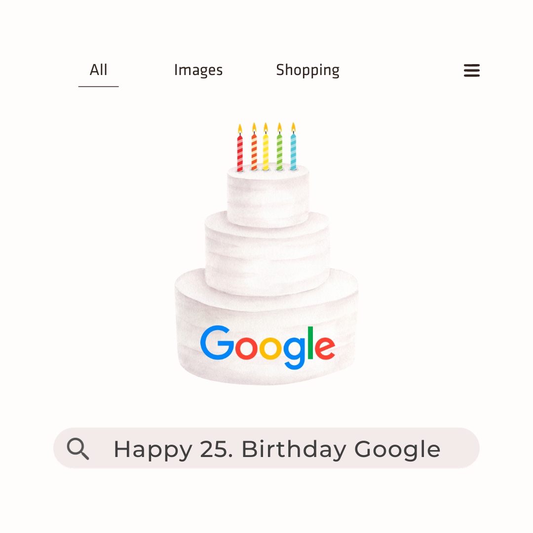 25 Jahre Google: Die Suchmaschine feiert heute Geburtstag! 🥳 Dazu gratulieren wir ganz herzlich. 🍾

#25jahregoogle #googlewird25 #googlegeburtstag #happybirthdaygoogle #internetmarketingagentur