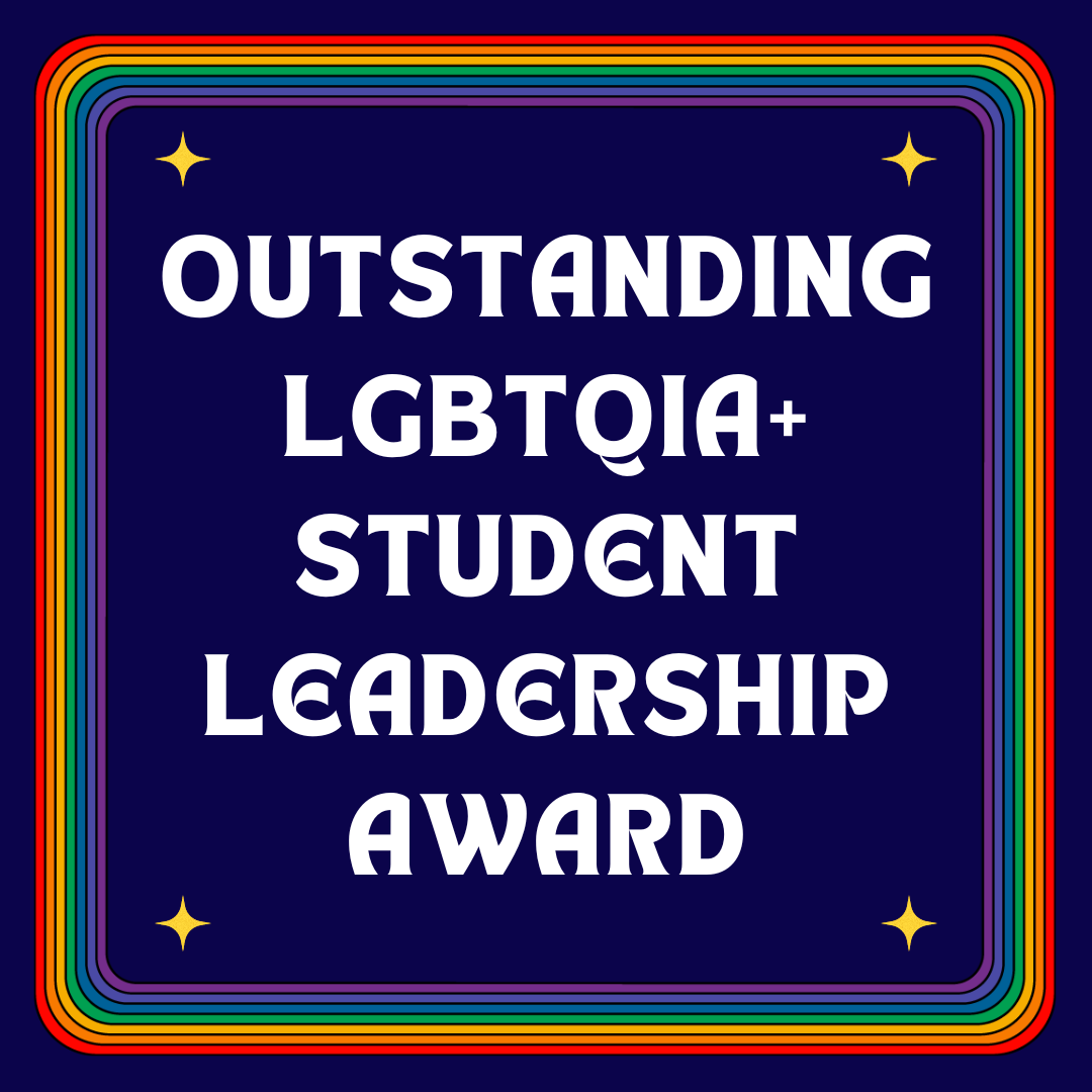 The Outstanding LGBTQIA+ Student Leadership Award will honor a UTSA student who has shown strong leadership skills and service toward the LGBTQIA+ community.

The nomination application will close by Oct 13 at 5 pm! Check out our story and our Linktree for the Rowdylink.